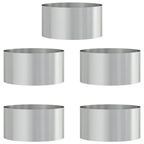 vidaXL Anel de Vaso 5 pcs Prateado 40 x 40 x 20 cm A&ccedil;o Galvanizado