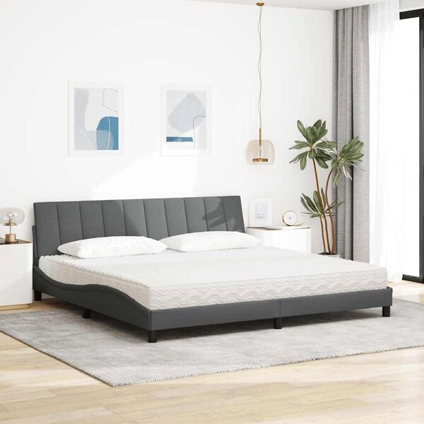 vidaXL Cama com colch&atilde;o Hanko 200x200 cm tecido cinzento-claro