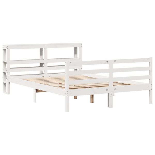 vidaXL Cama sem colch&atilde;o 150x200 cm madeira de pinho maci&ccedil;a branco