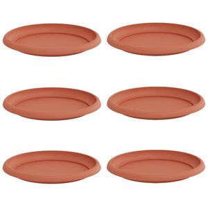 vidaXL Bandeja Redonda de Flores 6 unid. Vermelho Tijolo Pl&aacute;stico