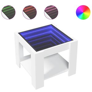 vidaXL Mesa de centro c/ LEDs 53x53x45 cm derivados de madeira branco