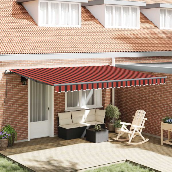 vidaXL Toldo retr&aacute;til manual 450x350 cm laranja e castanho