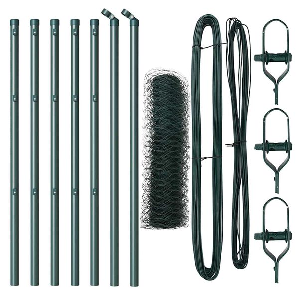 vidaXL Cerca com Postes Verde 0.5 x 10 m Aço revestido de PVC