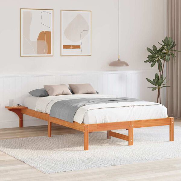 vidaXL Estrutura da Cama Marrom Cera 140 x 190 cm
