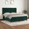 vidaXL Cama com molas/colch&atilde;o 160x200 cm veludo verde-escuro