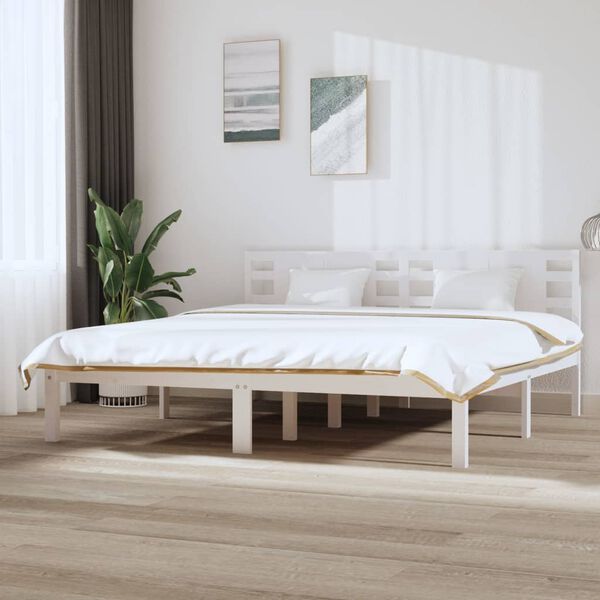 vidaXL Cama sem colchão 200x200 cm madeira de pinho maciça branco