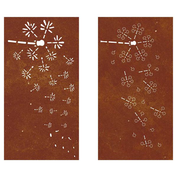 vidaXL Decora&ccedil;&otilde;es p/ muro de jardim 2 pcs a&ccedil;o corten design flores