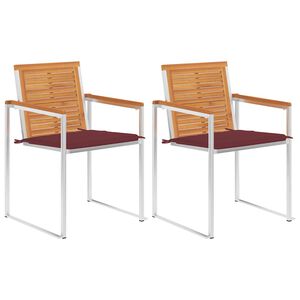 vidaXL Cadeiras de jardim com almofad&otilde;es 2 pcs ac&aacute;cia maci&ccedil;a e a&ccedil;o
