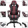 vidaXL Cadeira de gaming c/ apoio p&eacute;s couro artificial vermelho tinto