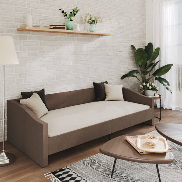 vidaXL Sof&aacute;-cama c/ colch&atilde;o e USB 90x200 cm tecido cinza-acastanhado