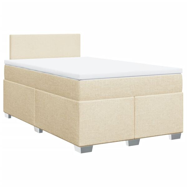 vidaXL Cama com molas/colchão 120x200 cm tecido cor creme