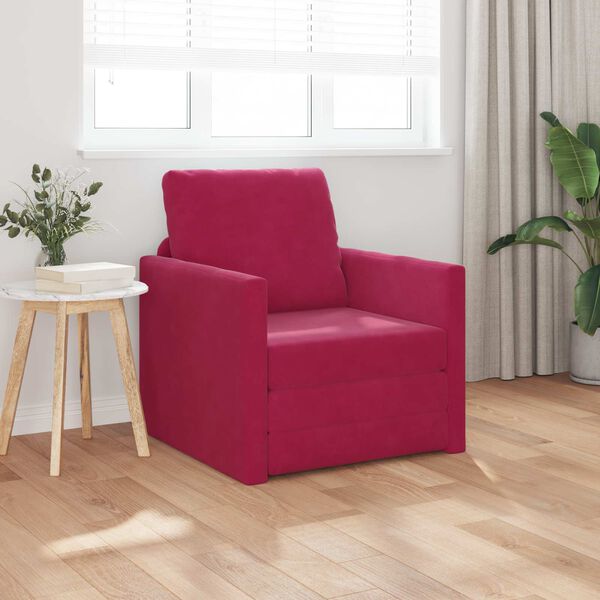 vidaXL Sof&aacute;-Cama 60cm Vinho Vermelho Veludo