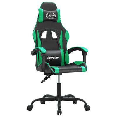 vidaXL Cadeira gaming giratória couro artificial preto e verde