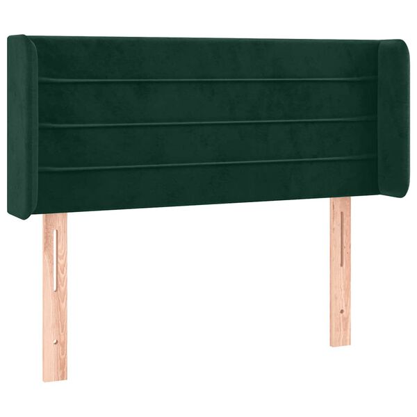 vidaXL Cabeceira de cama c/ abas veludo 93x16x78/88 cm verde-escuro