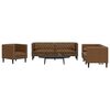vidaXL 3 pcs conj. sofás chesterfield c/ rolos camurça artif. castanho
