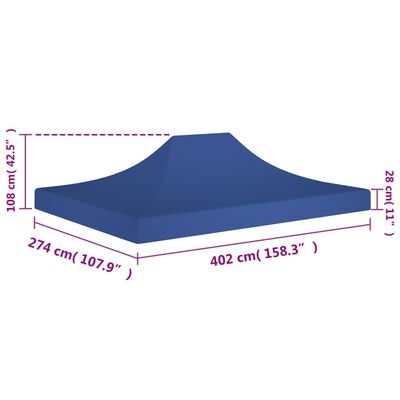 vidaXL Teto para tenda de festas 4x3 m 270 g/m² azul