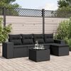 vidaXL 6 pcs conjunto sof&aacute;s de jardim c/ almofad&otilde;es vime PE preto