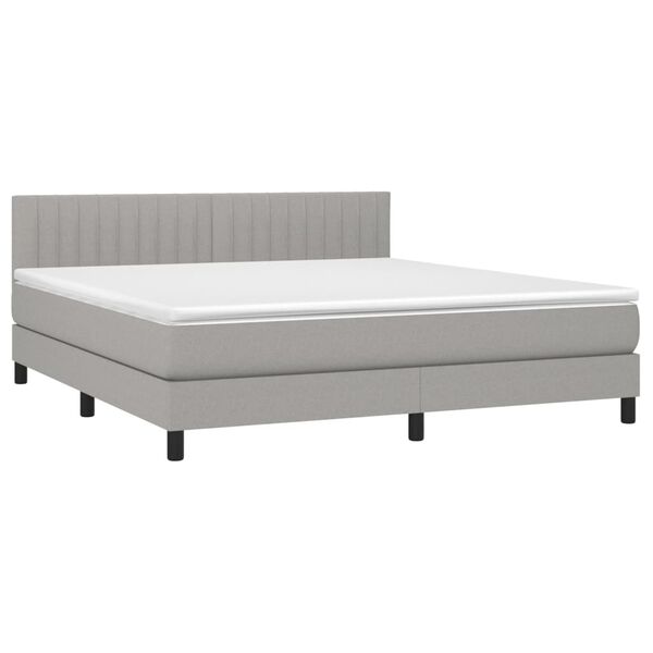 vidaXL Cama box spring c/ colch&atilde;o e LED 160x200 cm tecido cinza-claro