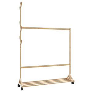 vidaXL Cabide com ganchos e rodas 100x35x157 cm bambu