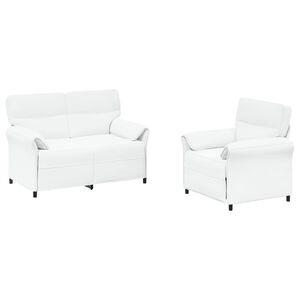 vidaXL Conjunto de Sof&aacute;s 2 unid. Branco Tecido