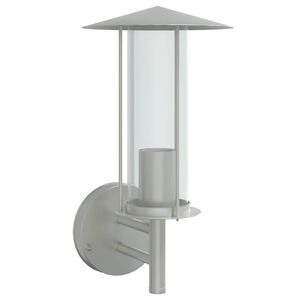 vidaXL Candeeiro de parede para exterior a&ccedil;o inoxid&aacute;vel prateado