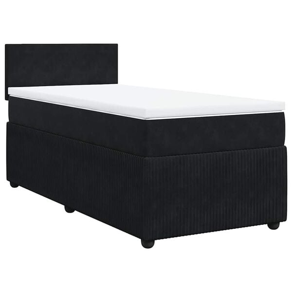 vidaXL Cama com molas/colch&atilde;o 90x200 cm veludo preto