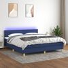 vidaXL Cama box spring c/ colch&atilde;o e LED 160x200 cm tecido azul