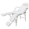 vidaXL Cadeira port&aacute;til para tratamento facial, pele sint&eacute;tica, 185x78x76 cm, branca