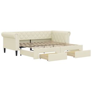 vidaXL Sof&aacute;-cama c/ gavet&atilde;o e gavetas 90x200 cm couro artif. cor creme