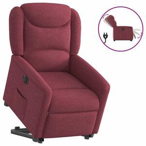 vidaXL Poltrona reclin&aacute;vel elevat&oacute;ria el&eacute;trica tecido vermelho-tinto