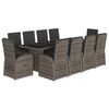 vidaXL 11 pcs conjunto jantar p/ jardim c/ almofad&otilde;es vime PE cinzento
