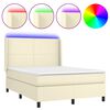 vidaXL Cama box spring c/ colch&atilde;o/LED 140x190cm couro artificial creme
