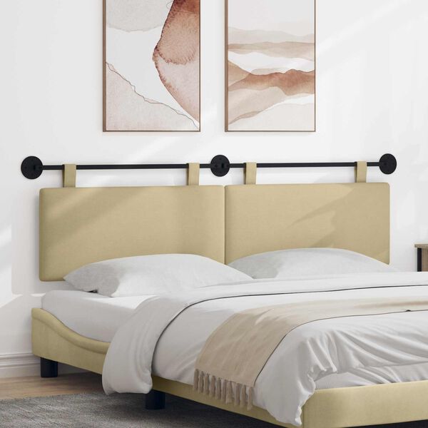 vidaXL Cabeceira Suspensa Liso Cinza Verde Claro 190 x 55 x 5 cm