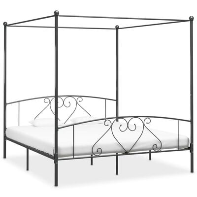 vidaXL Estrutura de cama com dossel metal 200x200 cm cinzento