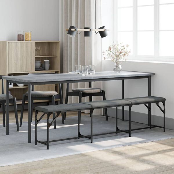 vidaXL Banco de jantar 186x32x45 cm a&ccedil;o e tecido cinzento-escuro
