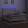 vidaXL Cama box spring c/ colch&atilde;o e LED 180x200 cm tecido cor creme