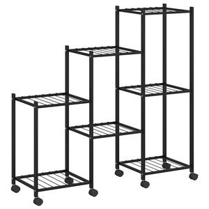 vidaXL Suporte de vasos c/ rodas 83x25x83,5 cm ferro preto