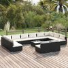 vidaXL 13 pcs conjunto lounge de jardim c/ almofad&otilde;es vime PE preto