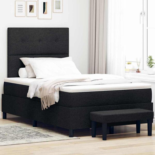 vidaXL Cama Box com colch&atilde;o com cabeceira Preto 120 x 200 cm tecido