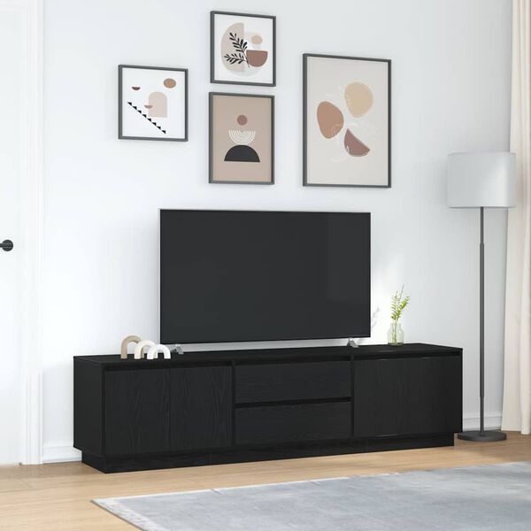 vidaXL M&oacute;vel de TV com luzes LED 193,5x41x50 cm carvalho preto