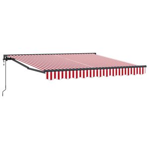 vidaXL Toldo Retr&aacute;til Vermelho e Branco 300 x 250 cm Alum&iacute;nio e Tecido
