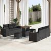 vidaXL Conjunto de Sof&aacute; de Jardim 9 pcs Preto Rattan de Polipropileno