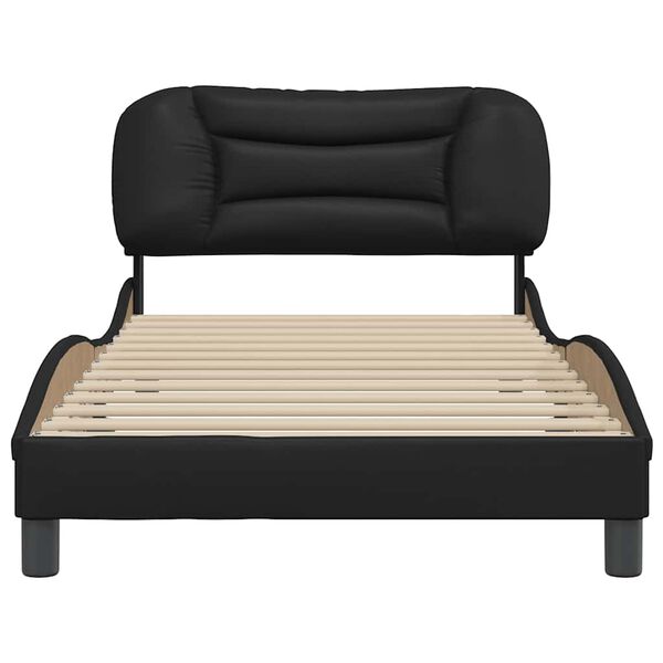 vidaXL Estrutura de cama sem colch&atilde;o Hvar 100x203cm couro artificial preto