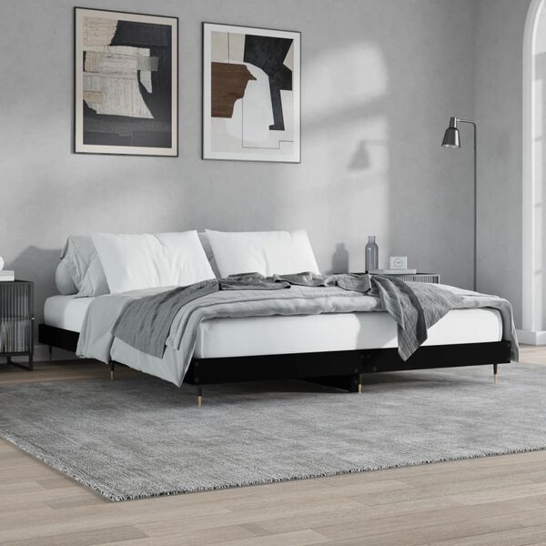 vidaXL Estrutura de cama 200x200 cm derivados de madeira preto