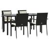 vidaXL 5 pcs conjunto de jantar p/ jardim c/ almofad&otilde;es vime PE preto