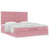 vidaXL Estrutura de cama otomana com colch&otilde;es 180x200 cm veludo rosa