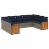 vidaXL Conjunto de sof&aacute; de jardim de 9 pe&ccedil;as com almofadas em rattan sint&eacute;tico cinza
