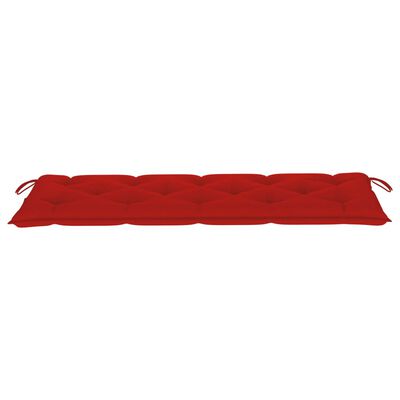 vidaXL Banco Batávia c/ almofadão vermelho 150 cm teca maciça