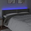 vidaXL Cabeceira cama c/ luzes LED veludo 183x16x78/88cm cinza-escuro