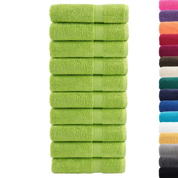 vidaXL Toalhas m&atilde;os premium SOLUND 10pcs 50x100cm 600gsm verde ma&ccedil;a